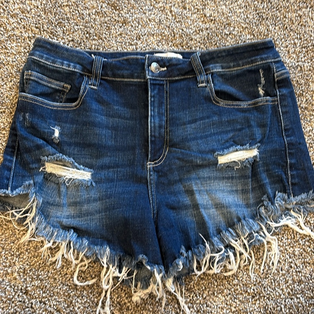 Dark wash denim shorts